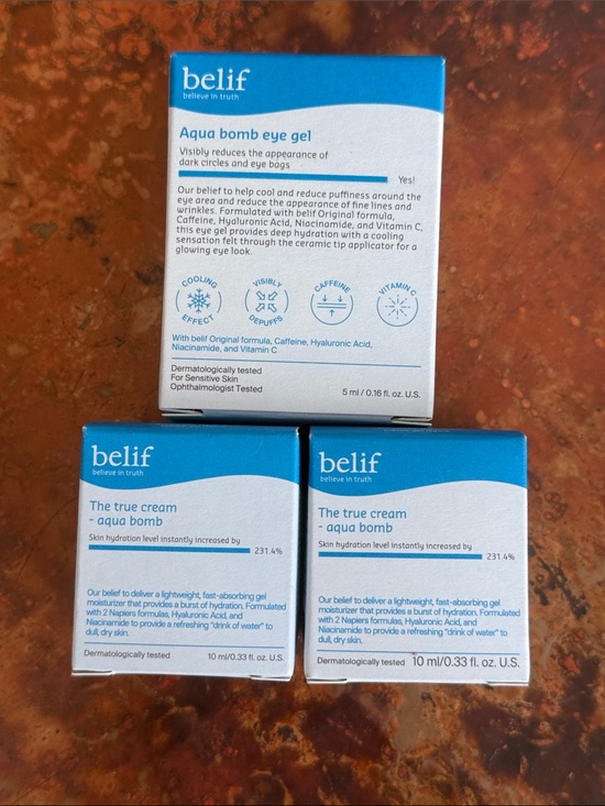 belif Other - belif Aqua Bomb Eye Gel (1) & the True Cream Aqua Bomb Hydrating Face Cream (2)